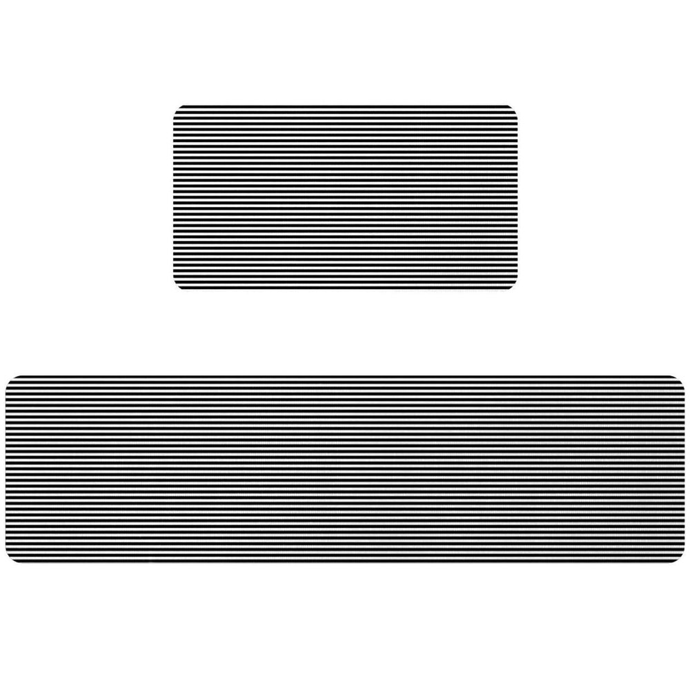 Luoweisi Black and White Striped Kitchen Mats, Non-Slip, Water-Absorbent, Stain-Resistant, 40 x 75 cm + 40 x 150 cm