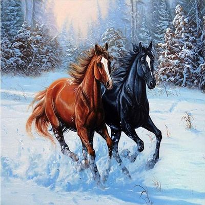 Black and Brown Horses 8,000-Piece Wooden Puzzle for Adults and Families