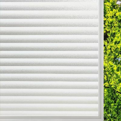 DARUITE Frosted Privacy Window Film, Stripe Pattern, Static Cling, 30 x 200 cm