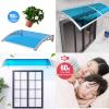 Curved Door Awning, Silver-Gray Aluminum Brackets, Blue Polycarbonate Panel, 60 x 420 cm view 3