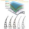 Curved Door Awning, Silver-Gray Aluminum Brackets, Blue Polycarbonate Panel, 60 x 420 cm view 4