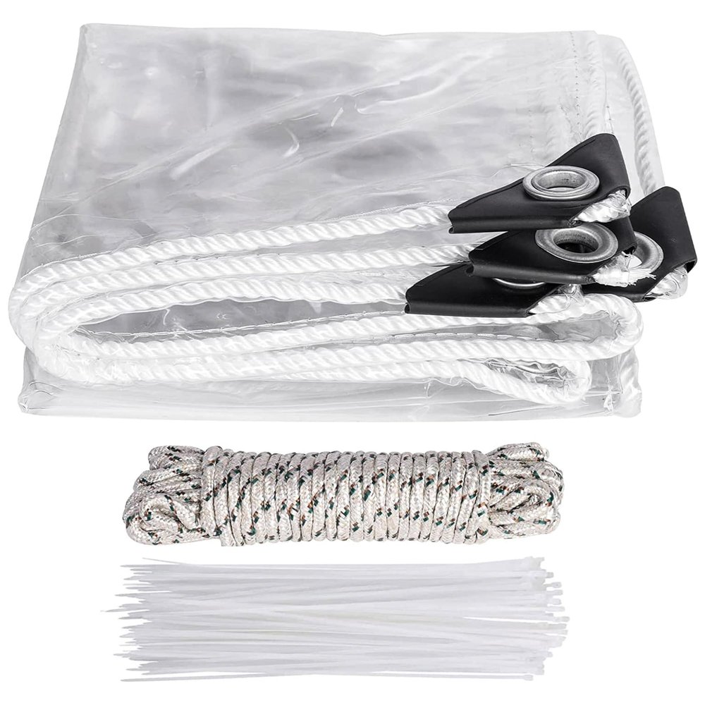 Transparent PVC Tarp, 3 x 4 m, 0.35 mm Thick, Waterproof