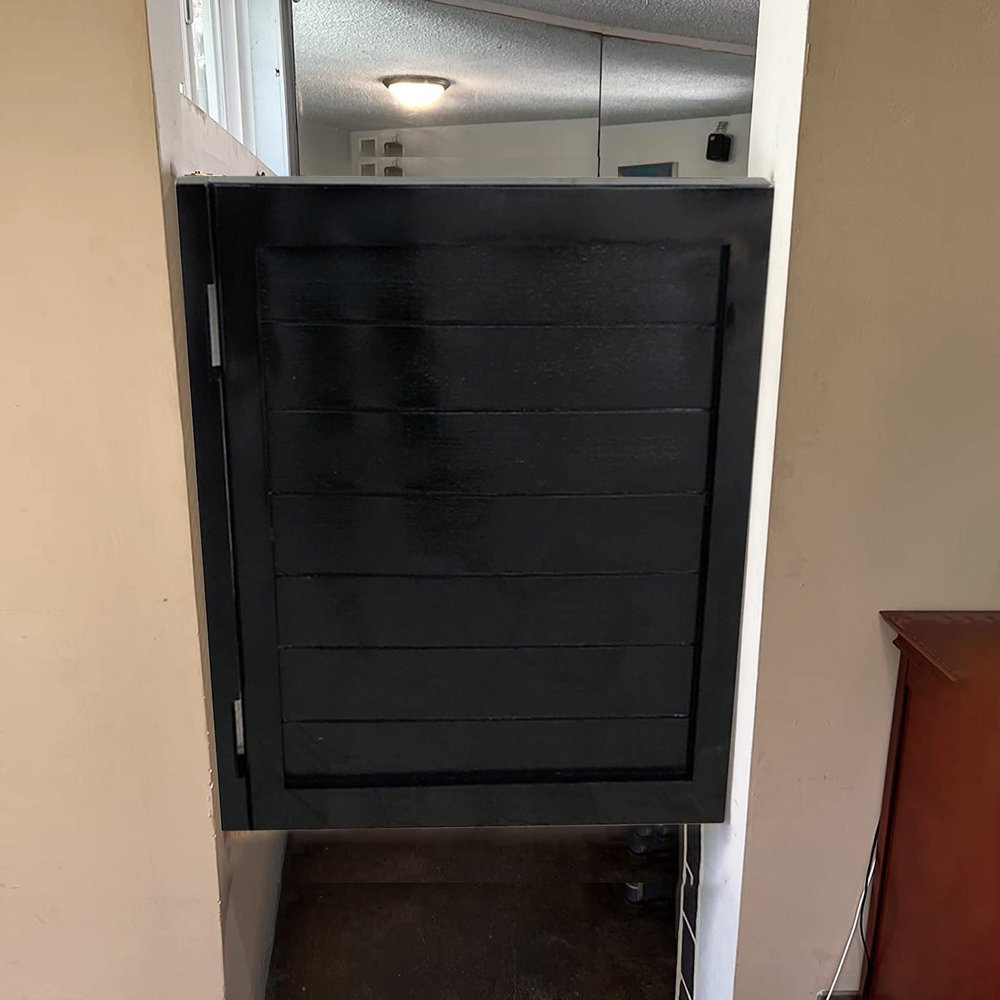 Wood Saloon Swing Door with Hinges, Black, W 50 x 90 cm