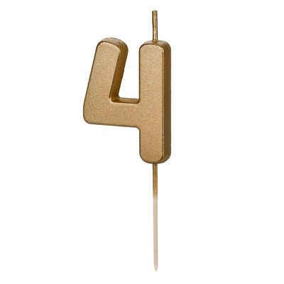Gold Number 4 Birthday Candle 4.5 cm