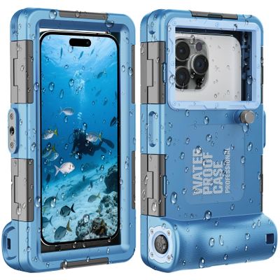 Towevine Waterproof Case for iPhone and Samsung Galaxy, 15 m, Professional Diving, Underwater Blue