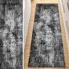 QQrunner Non-Slip Kitchen Runner Rug, 120 x 450 cm, Abstract, Washable, Black view 1