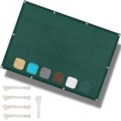 Rectangular Shade Sail with Grommets, 1.2 x 4.5 m, UV and Wind Protection, Dark Green