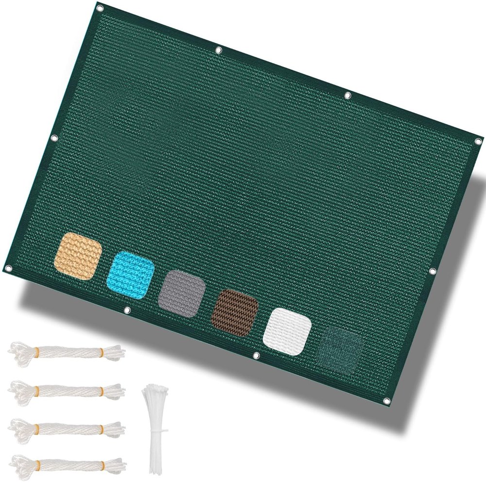 Rectangular Shade Sail with Grommets, 1.2 x 4.5 m, UV and Wind Protection, Dark Green
