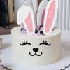 Bunny Ears Cake Toppers with Glitter, Eyelashes, Nose and Paw, Happy Easter Party Decor, Pink and White view 3