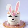 Bunny Ears Cake Toppers with Glitter, Eyelashes, Nose and Paw, Happy Easter Party Decor, Pink and White view 4