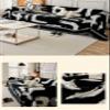Black Geometric Sofa Throw with Fringes, 180 x 340 cm view 2