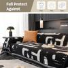 Black Geometric Sofa Throw with Fringes, 180 x 340 cm view 4
