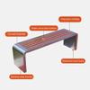 Outdoor Bench with Steel Frame, Backless Metal Garden Bench, Weather-Resistant, V-Shape, 180 × 40 × 45 cm view 3
