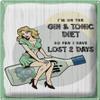 Metal Sign 40 x 30 cm, Gin Sign: I'm on the Gin & Tonic Diet. So far I have lost 2 Days - DekoNo7 view 1