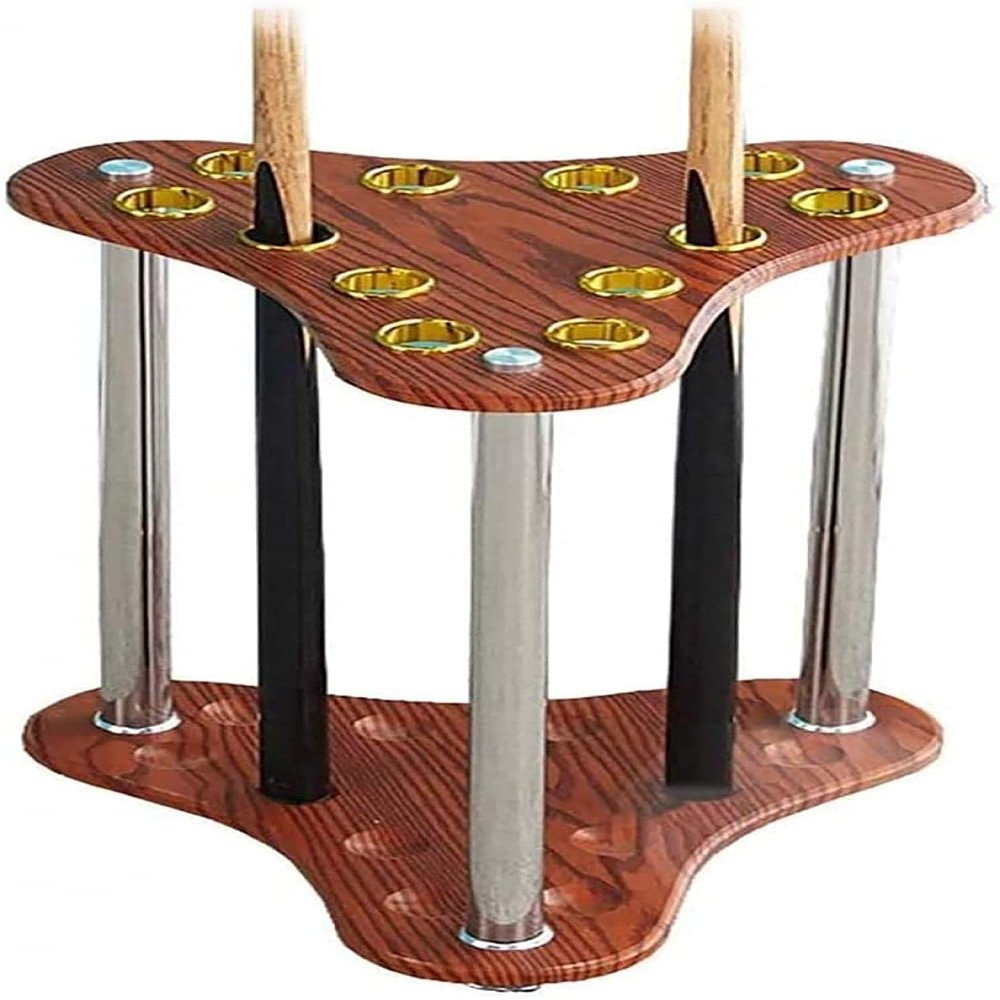 Freestanding White Wooden Pool Cue Rack for 12 Cues