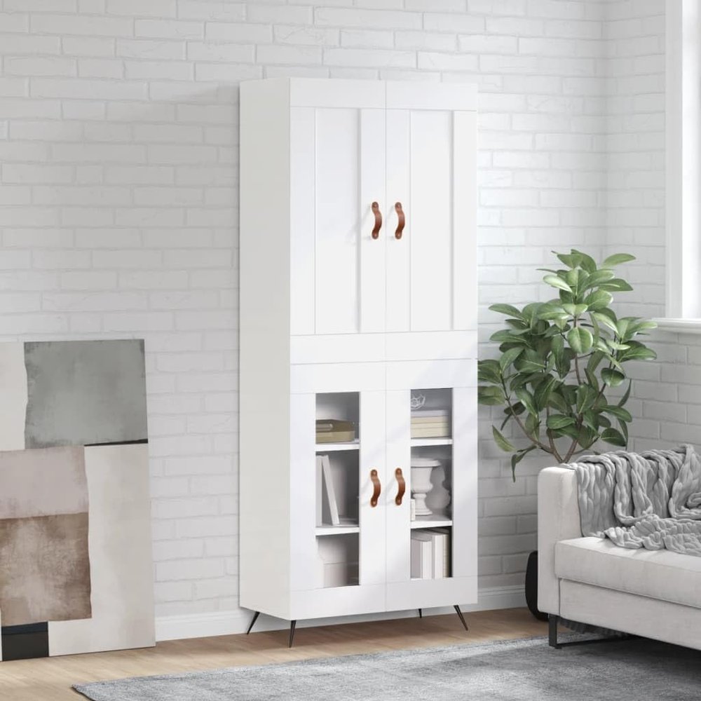 AUUIJKJF Home Outdoor Glossy White Highboard 69.5 x 34 x 180 cm