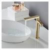 FBPQRCONS Antique Brass Waterfall Bathroom Sink Faucet, Gold and Black view 3