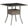 vidaXL Outdoor Dining Table with Glass Top, Light Gray, 80 x 80 x 75 cm, Poly Rattan view 1
