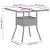 vidaXL Outdoor Dining Table with Glass Top, Light Gray, 80 x 80 x 75 cm, Poly Rattan view 3