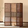 Folding Room Divider, 4–8 Panels, Wood and Reed Privacy Screen view 3