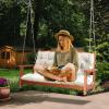 RUYICZB Patio Hollywood Swing Cushion, Waterproof Quilted Bench Pad, White, 59 x 39 in view 2