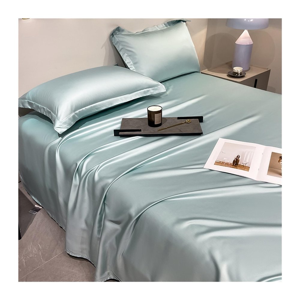 RUZGAR Tencel Flat Bedsheet, 100% Eucalyptus Lyocell, No Elastic, Cooling, Blue B, 180 x 230 cm