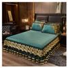 3-Piece Velvet Ruffled Bed Skirt Set, 180 x 220 cm, Color #16 view 1