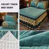 3-Piece Velvet Ruffled Bed Skirt Set, 180 x 220 cm, Color #16 view 2
