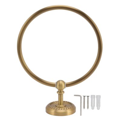 RXMORI Round Towel Ring, Wall-Mounted, Antique-Style Brass and Stainless Steel