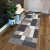 Siunwdiy Gray Washable Non-Slip Runner Rug, 110 x 380 cm, Modern Geometric Patchwork view 1