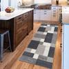 Siunwdiy Gray Washable Non-Slip Runner Rug, 110 x 380 cm, Modern Geometric Patchwork view 2