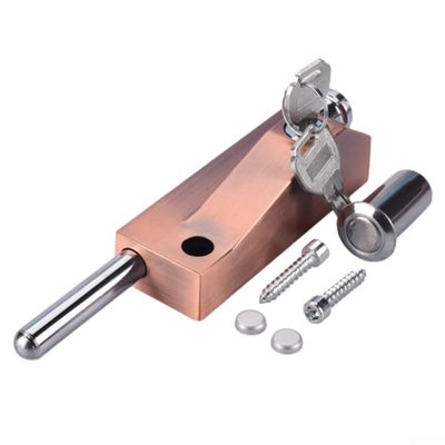 Durable Zinc Alloy Self-Closing Spring Bolt Lock for Wooden Doors, Floor (Red Bronze)