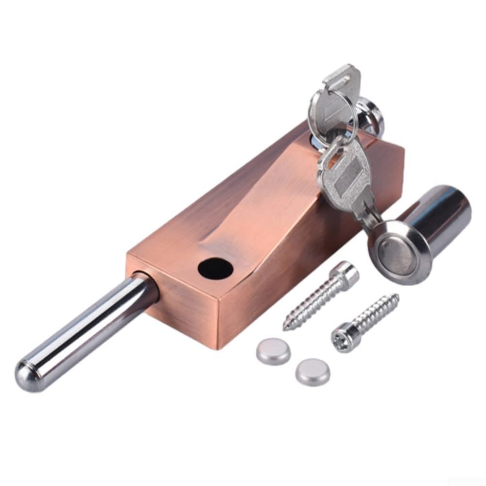 Durable Zinc Alloy Self-Closing Spring Bolt Lock for Wooden Doors, Floor (Red Bronze)