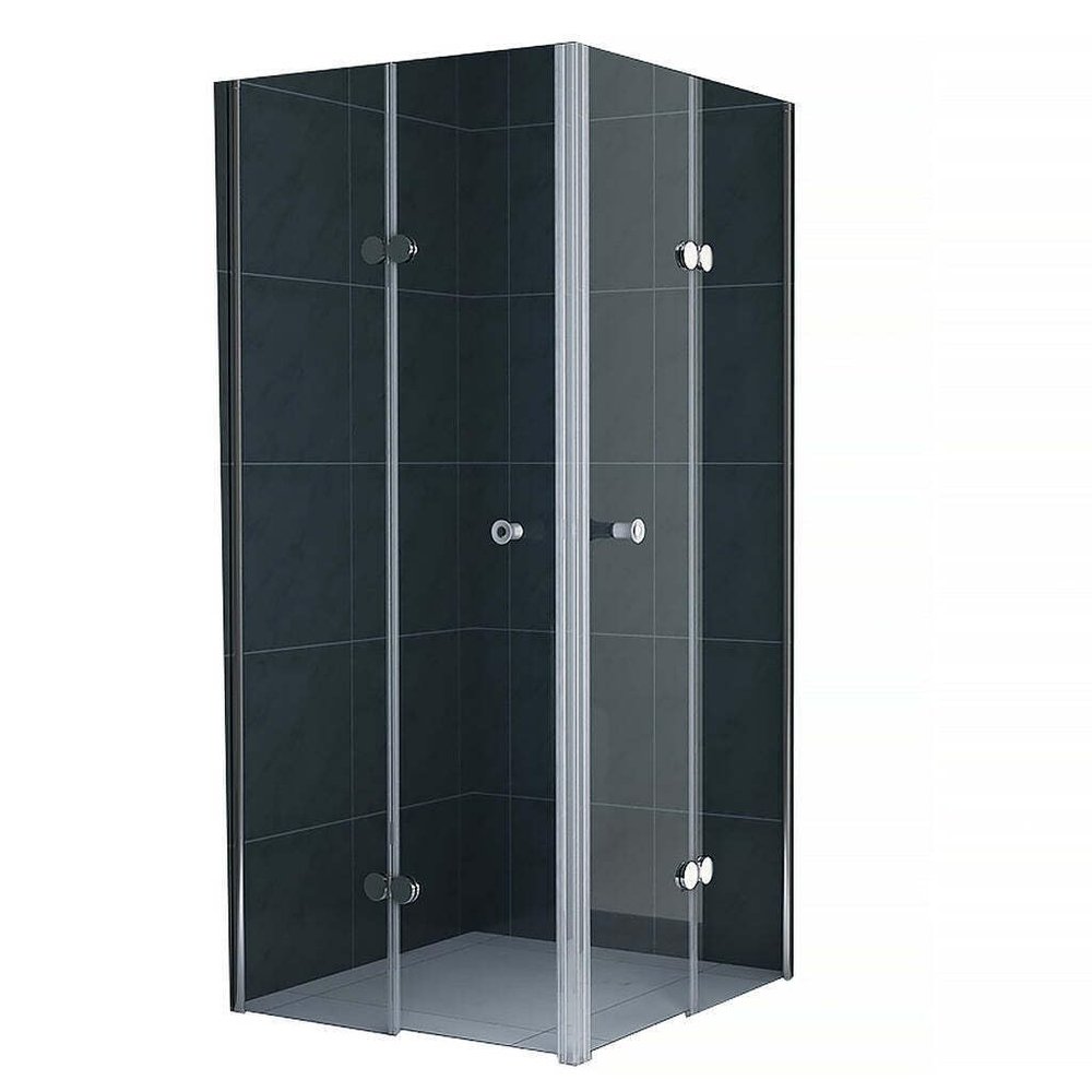 Premium Frameless Folding Glass Shower, Clear Glass, 100 x 100 x 200 cm