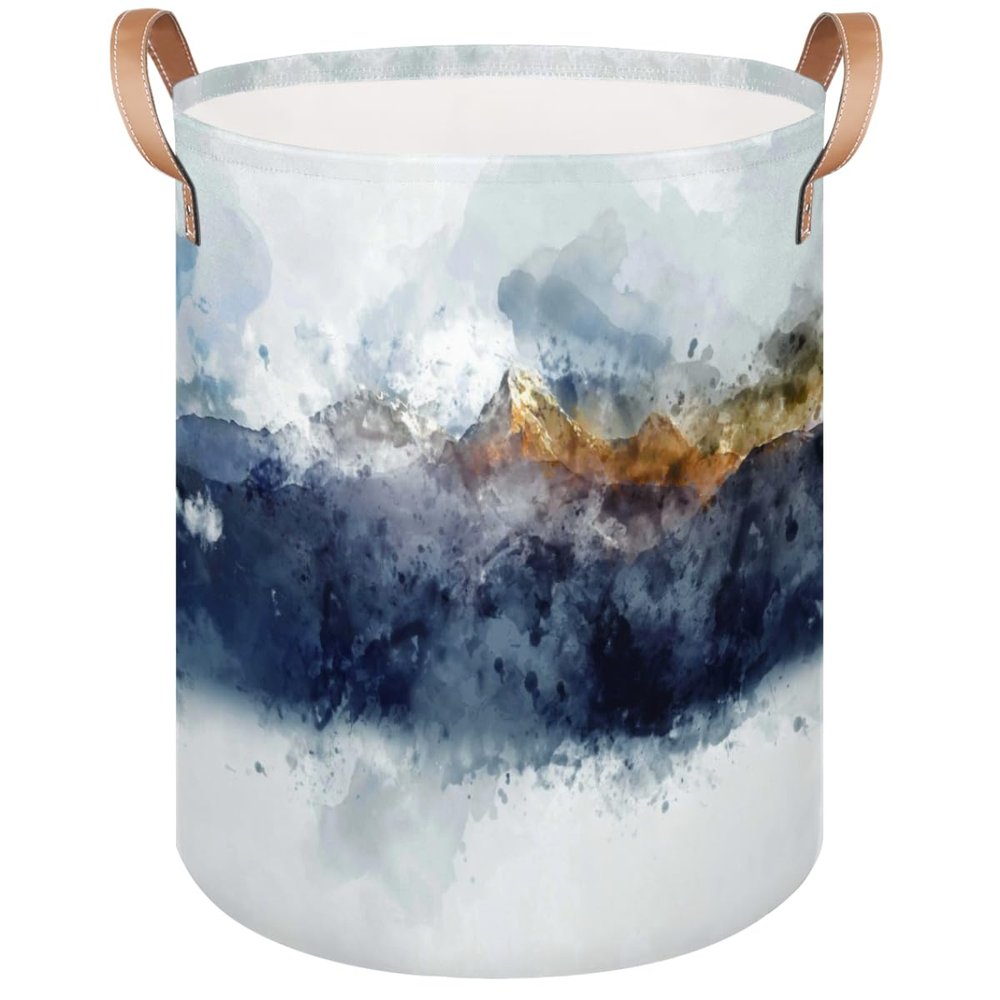 Modern Mountain Art Folding Laundry Basket, 21.8 L