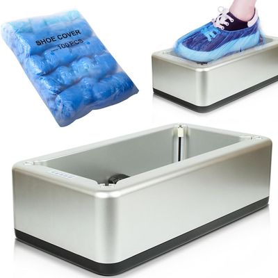 Automatic Shoe Cover Dispenser, Silver, with 100 Disposable Covers
