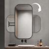 Corner Bathroom Mirror with Mount, 360° Rotating, Black, 40 x 80 cm view 2