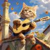 PIPISKY DIY Paint by Number Canvas Kit, Cat Playing Guitar on a Rooftop, 40 x 50 cm, Unframed view 1