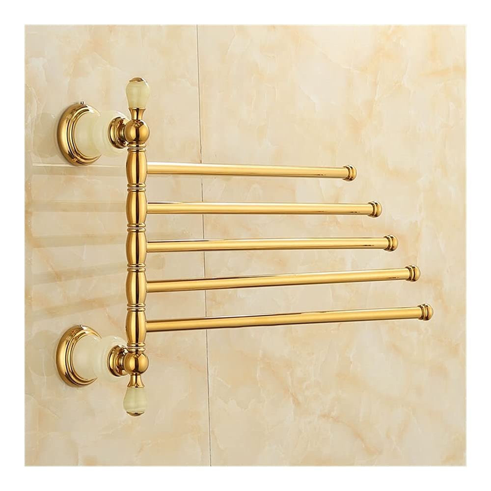 Wall-Mounted Brass Bathroom Towel Rack, Foldable Swivel, 3–5 Bars, Gold, Style 5/a