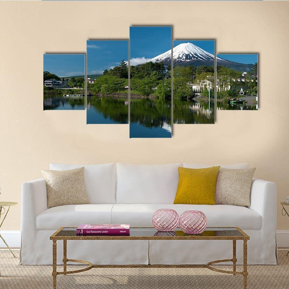 XBAKING 5-Piece Fuji Mountain Lake Canvas Wall Art, Unframed
