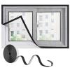 180 x 185 cm Balcony Window Insect Screen, Full-Frame Hook-and-Loop Fly Curtain, Foldable, Black view 1