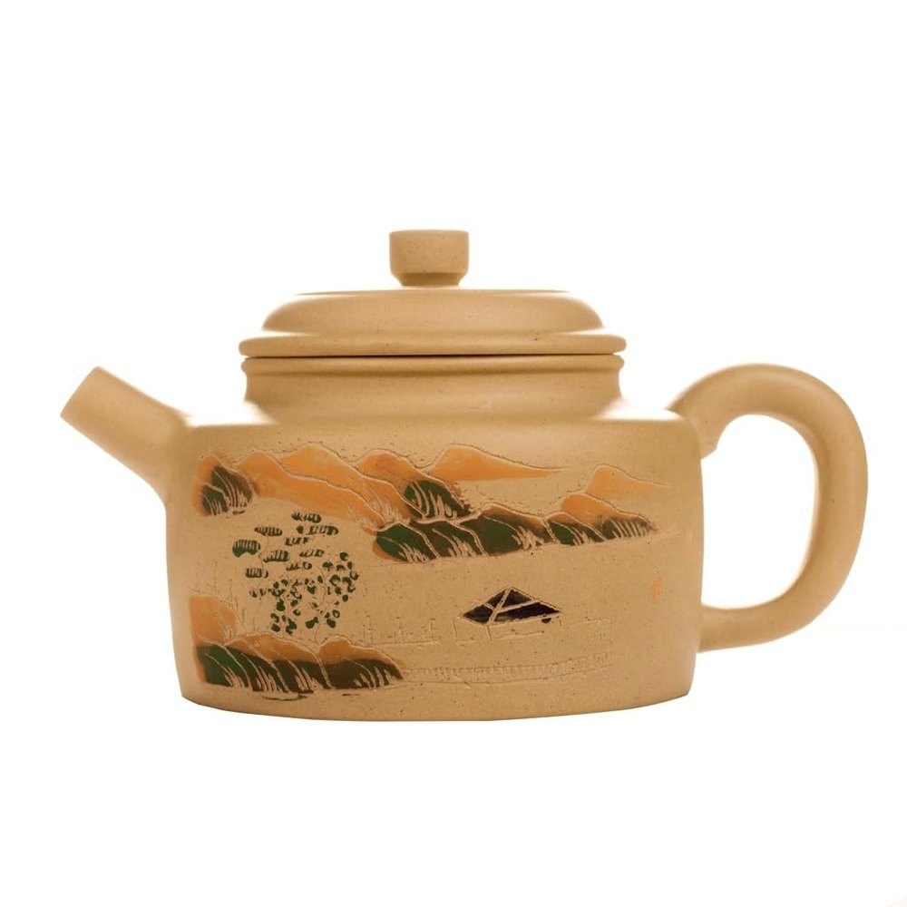 Kung Fu Teapot, Handmade Purple Clay, Hand-Painted Ceramic