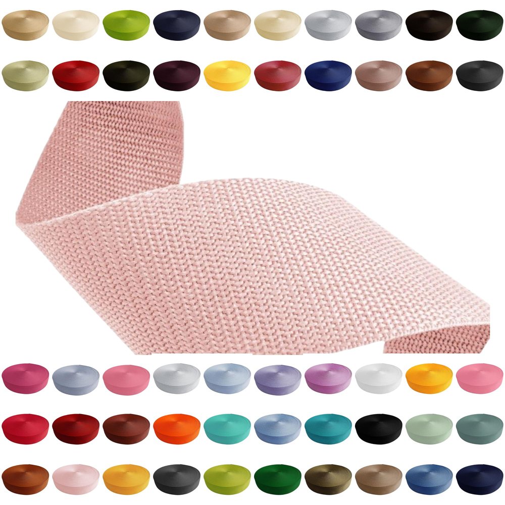 Polypropylene Webbing Strap, Powder Pink, 50 mm x 50 m