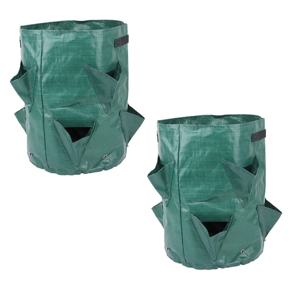 BESPORTBLE 2-Piece PE Plant Grow Bags for Strawberries, Breathable Planting Bags with Side Openings for Vertical Gardening and Root Development