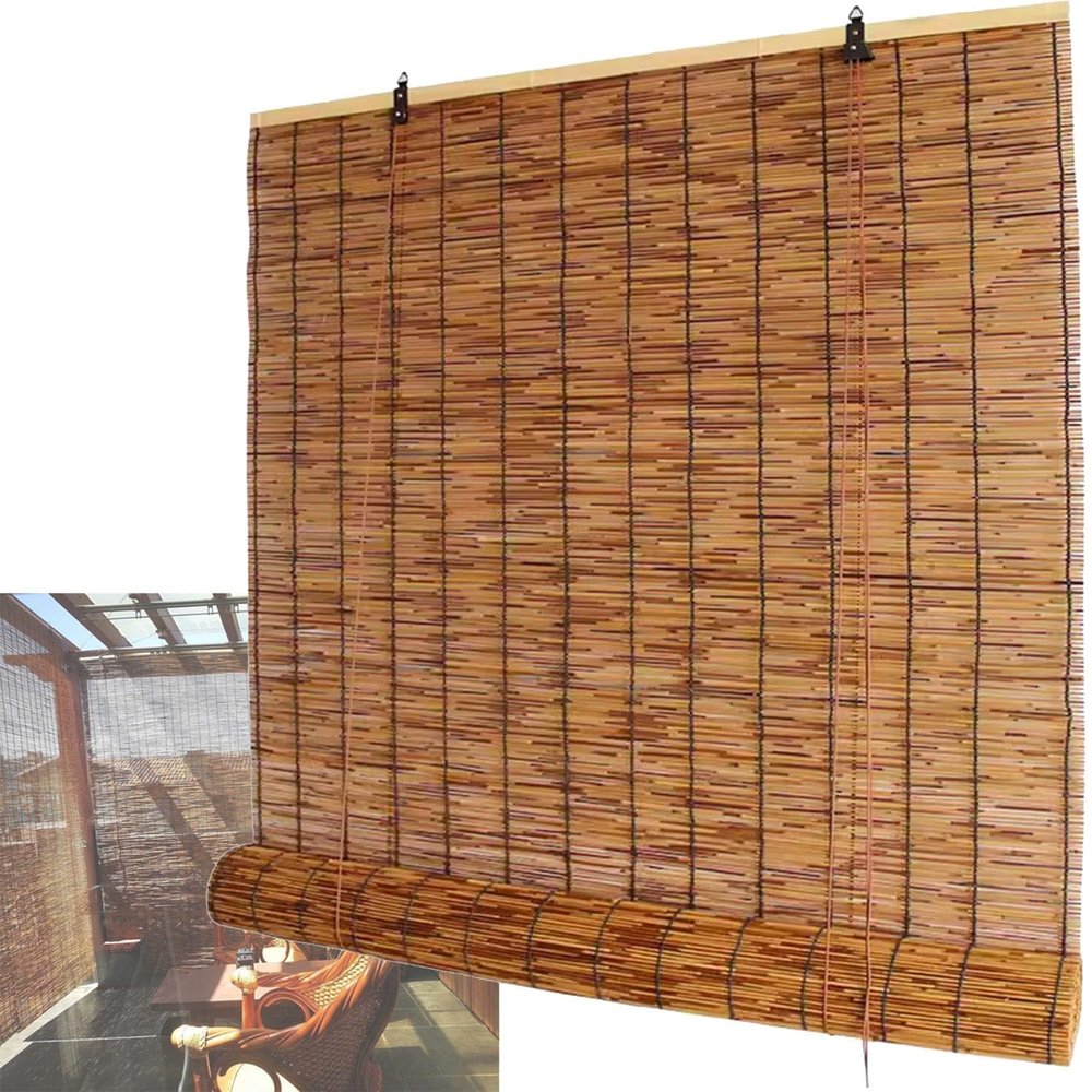 CJBWJM Bamboo Roller Blind, Side-Pull, 60 × 120 cm