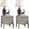 LiChA Set of 2 European Solid Wood Bedside Tables with 2 Drawers, 50 × 40 × 54 cm view 1