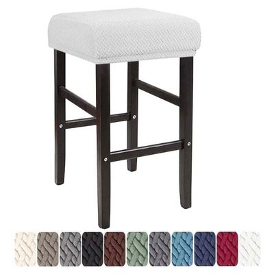 LIULIWEIFA Rectangular Stretch Bar Stool Cover, Counter-Height Saddle Seat Cover, White, 1-Pack