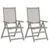 Adjustable Garden Chairs with Cushions, 2-Piece Set, Solid Acacia Wood view 2