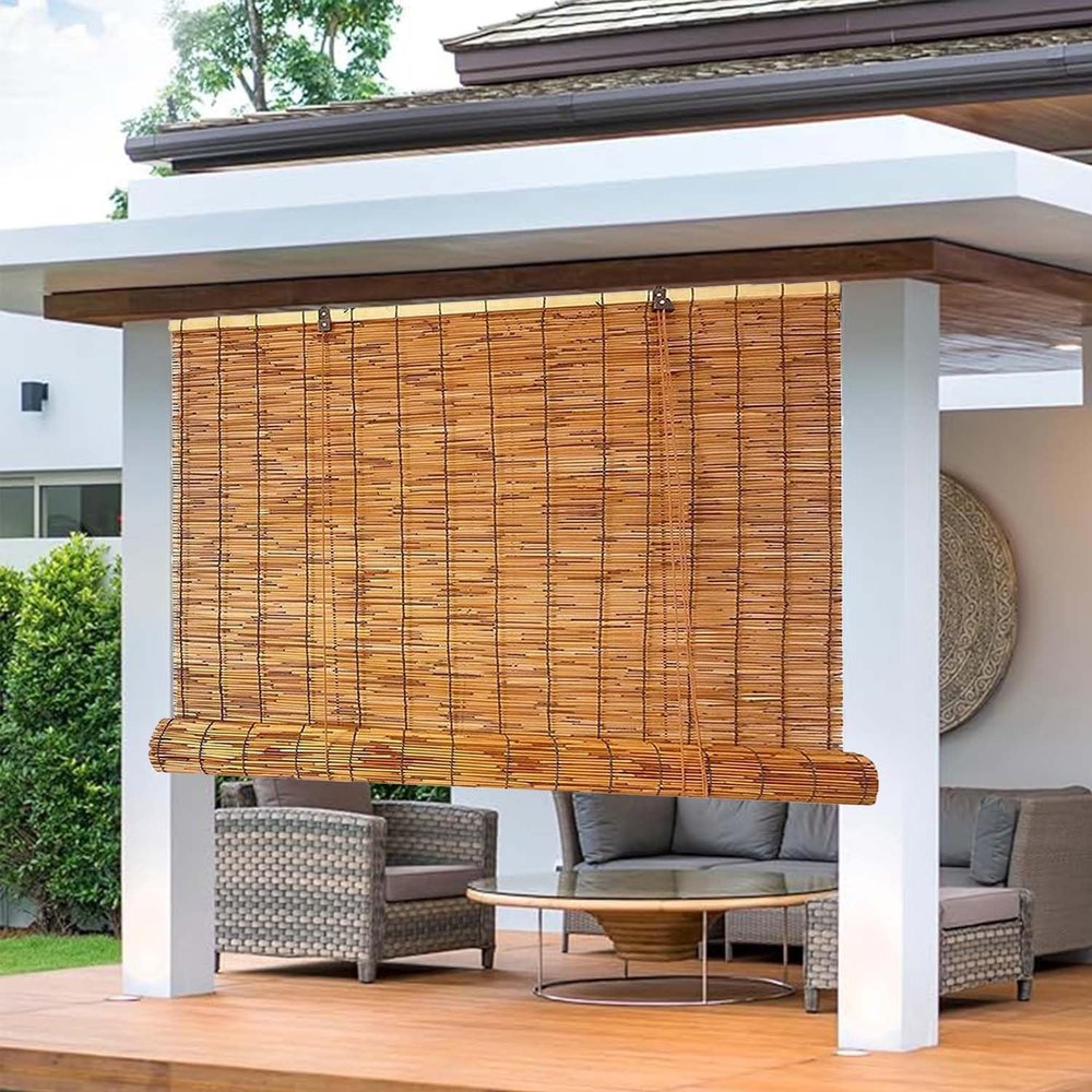 Bamboo Roller Blind, Outdoor Privacy & Sun Shade, Weather-Resistant, 135 x 280 cm