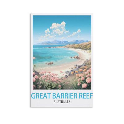 LNUYITR Great Barrier Reef Australia Vintage Travel Poster, 30 x 45 cm, Canvas Wall Art Print for Modern Home and Bedroom Decor